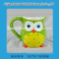 Popular colorful owl design ceramic tea kettle with cup